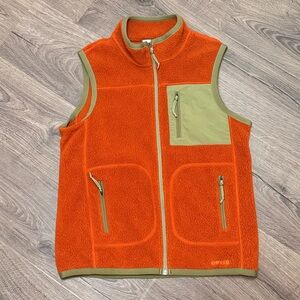Orvis Orange /green Fleece Vest sz S